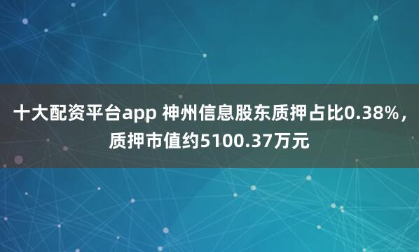 十大配资平台app 神州信息股东质押占比0.38%，质押市值约5100.37万元